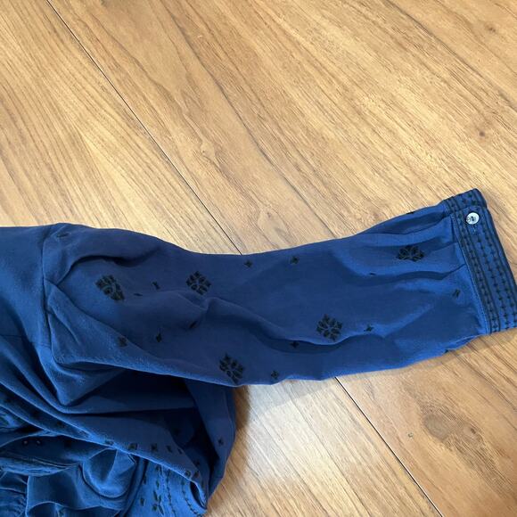 WRAP London Shirt Dress 4 Linen Embroidered Eyelet Mandarin Collar - Picture 8 of 12